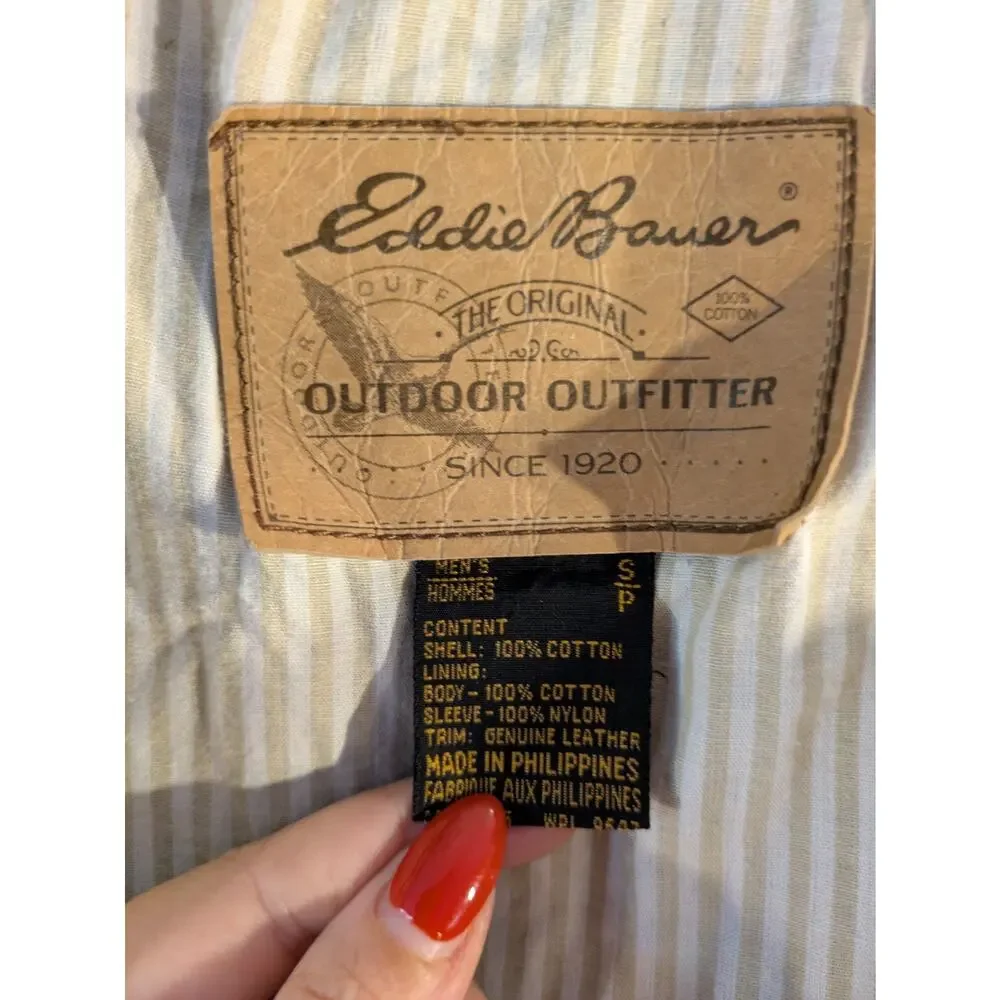 Eddie Bauer Vintage Chore Coat, Barn Jacket Leather Collar Utility Workwear - Picture 14 of 14